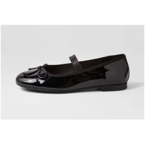 Mollini Bow Mo Black Patent Leather Black Shoes Womens Shoes Casual Flat Shoes