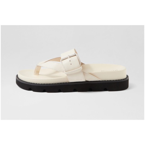 Mollini Cuzon Mo Cream Black Sole Leather Cream Black Sole Sandals Womens Shoes Casual Sandals Flat Sandals