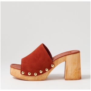 Mollini Harmoni Mo Cognac Suede Cognac Sandals Womens Shoes Casual Heeled Sandals