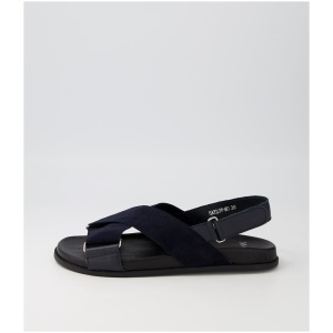 Mollini Haylow Mo Navy Black Sole Leather Suede Navy Black Sole Sandals Womens Shoes Casual Sandals Flat Sandals