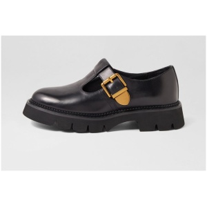 Mollini Kalua Mo Black Leather Black Shoes Womens Shoes Casual Flat Shoes