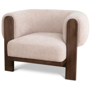 Montara Walnut Armchair - Blush Linen by Interior Secrets - AfterPay Available