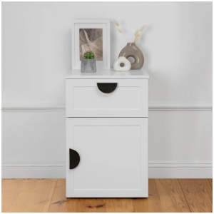 Porto Bedside Table - White - Hamptons - Half Moon Black