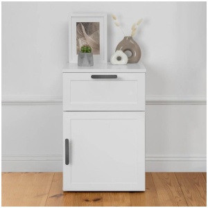 Porto Bedside Table - White - Hamptons - Oval Black