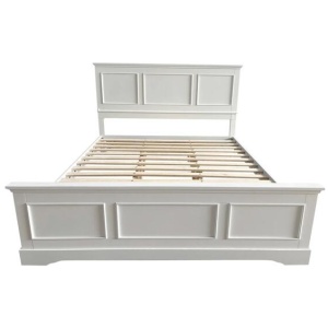 Queen Bed Frame in Solid Wood with Slats Support in White colour