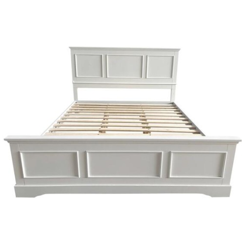 Queen Bed Frame in Solid Wood with Slats Support in White colour
