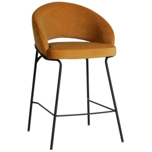 Rabi Black Bar Stool - Orange Gold Seat by Interior Secrets - AfterPay Available