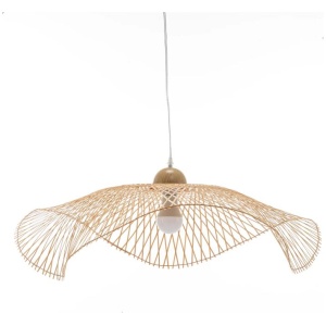 Serene Natural Hand-Woven Bamboo Wave Pendant Lamp Light - Large
