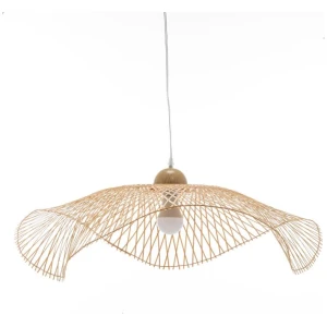Serene Natural Hand-Woven Bamboo Wave Pendant Lamp Light - Large