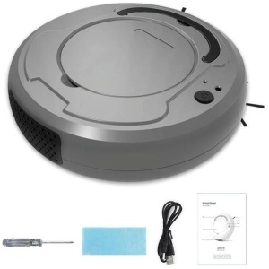 Smart 3-in-1 Robot Vacuum with Wet / Dry Mopping - Rechargeable & Auto Cleaning - Black - Gray