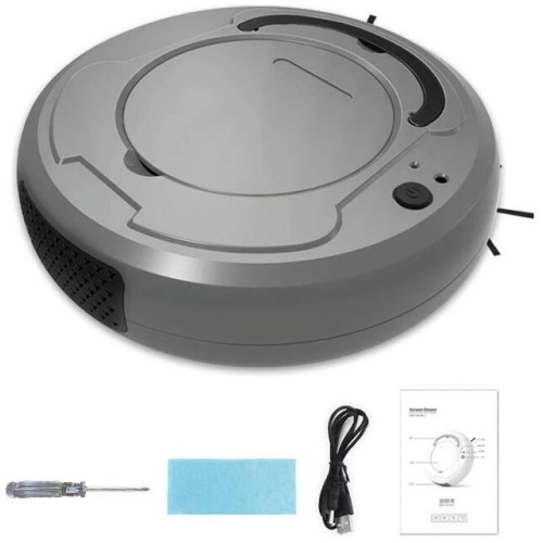 Smart 3-in-1 Robot Vacuum with Wet / Dry Mopping - Rechargeable & Auto Cleaning - Black - Gray