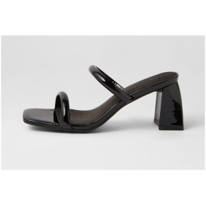 Sol Sana Lenny Heel Ss Black Patent Leather Black Patent Sandals Womens Shoes Dress Heeled Sandals