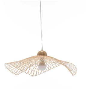 Sophia Natural Hand-Woven Bamboo Wave Pendant Lamp - Small