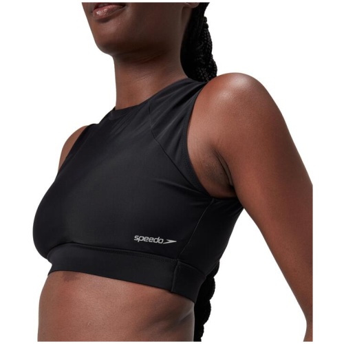 Speedo Solid Crop Top w Mesh Womens