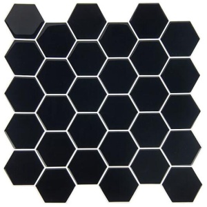 Tiles 3D Peel and Stick Wall Tile Hexagonal Mosaic Black 10 Sheets