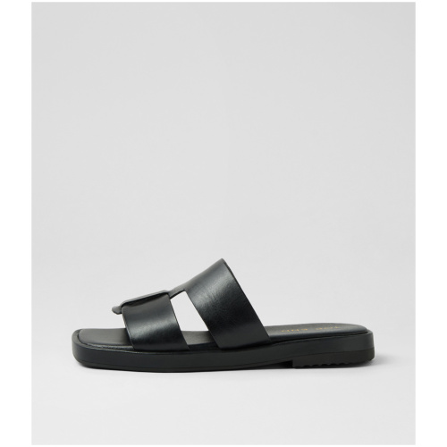 Top End Tibbsy To Black Leather Black Sandals Womens Shoes Casual Sandals Flat Sandals