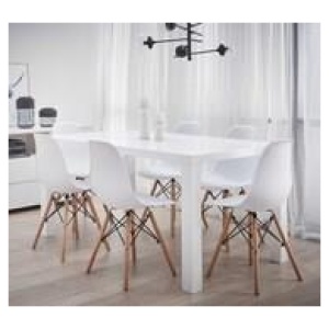 Verona 6 Seater Dining Set With Replica Eames Chairs White