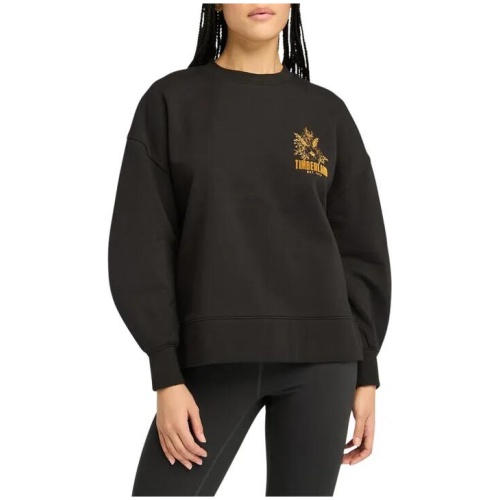 Women's Brushed Chest Graphic Crew Sweatshirt Black