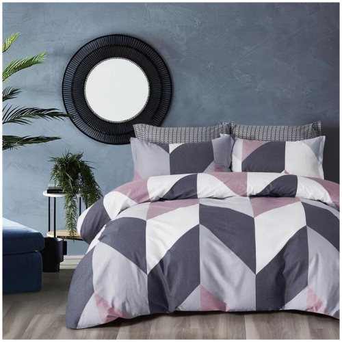 100% Cotton Reversible Quilt Cover Set - Dylan - King Size