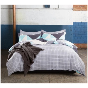 100% Cotton Reversible Quilt Cover Set - Modern City - Queen Size