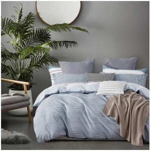 100% Cotton Reversible Quilt Cover Set - Nathan - Queen Size