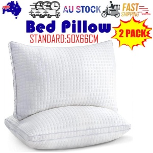 2xStandard Quality Pillows Cotton Hotel Adjustable Home Pillows Down Alternative Pillows