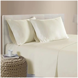 400TC Bamboo Cotton Sheet Set Cream Queen