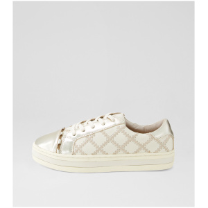 Alfie & Evie Pleat Al Gold Cream Leather Gold Cream Sneakers Womens Shoes Casual Casual Sneakers