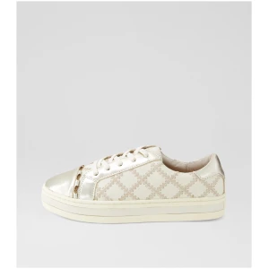 Alfie & Evie Pleat Al Gold Cream Leather Gold Cream Sneakers Womens Shoes Casual Casual Sneakers