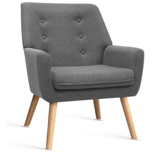 Artiss Armchair Linen Fabric Grey Charcoal