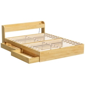 Artiss Bed Frame Queen Size with Charging Ports and 2 Drawers AURA
