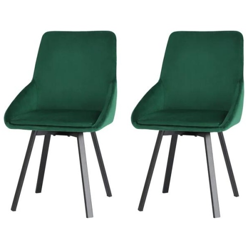 Artiss Dining Chairs Set of 2 Velvet Swivel Base Green