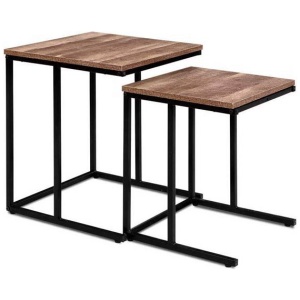Artiss Nesting Coffee Table Sef of 2 Walnut Brok