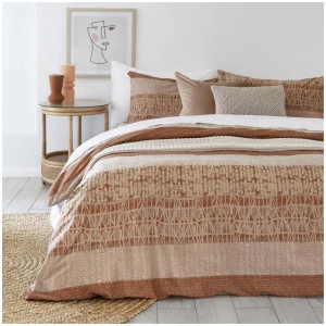 Bambury Darlington Terracotta Cotton Polyester Quilt Cover Set Queen