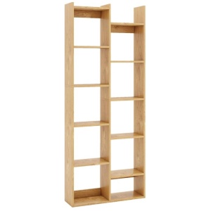 Costway12-Tier Bookcase with Anti-Tipping Kits and Wood Display Shelf-Natural