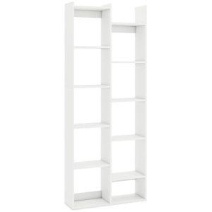 Costway12-Tier Bookcase with Anti-Tipping Kits and Wood Display Shelf-White