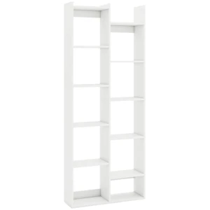 Costway12-Tier Bookcase with Anti-Tipping Kits and Wood Display Shelf-White