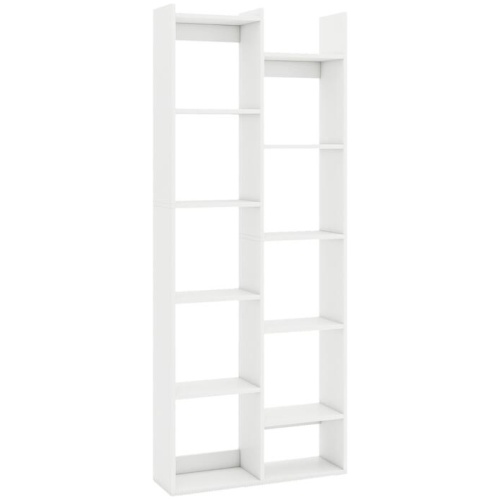 Costway12-Tier Bookcase with Anti-Tipping Kits and Wood Display Shelf-White