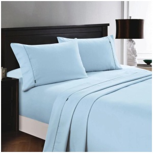 Deluxe Linen 1200TC Cotton Rich Sheet Set Pearl Blue King