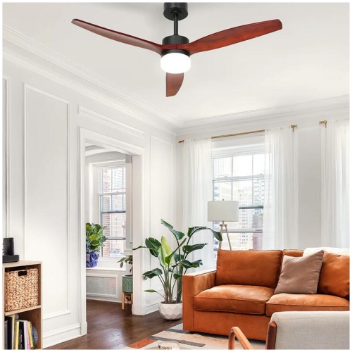 Devanti 52'' Ceiling Fan AC Motor 3 Blades w/Light - Dark Wood
