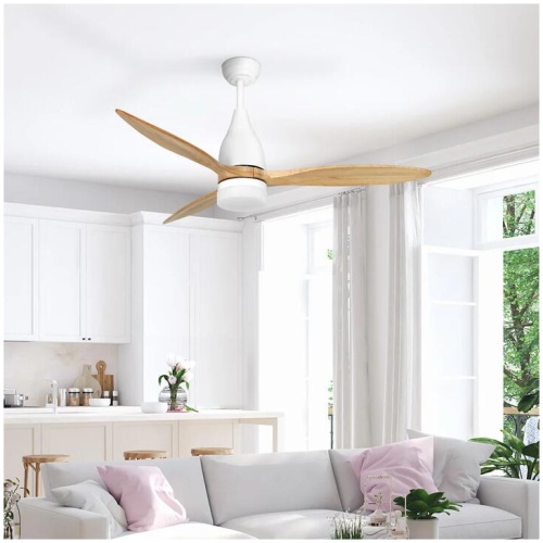 Devanti 52'' Ceiling Fan AC Motor w/Light w/Remote - Light Wood