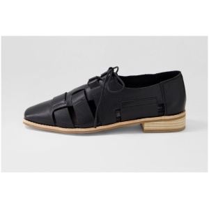 Django & Juliette Alisane Dj Black Leather Black Shoes Womens Shoes Casual Flat Shoes