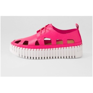 Django & Juliette Bahar Dj Hot Pink White Sole Leather Hot Pink White Sole Sneakers Womens Shoes Casual Casual Sneakers