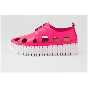 Django & Juliette Bahar Dj Hot Pink White Sole Leather Hot Pink White Sole Sneakers Womens Shoes Casual Casual Sneakers