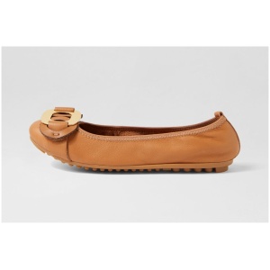 Django & Juliette Biming Dj Dk Tan Leather Dk Tan Shoes Womens Shoes Flat Shoes