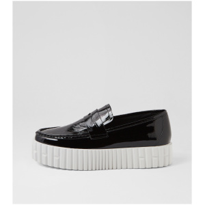 Django & Juliette Briellah Dj Black White Sole Patent Leather Black White Sole Sneakers Womens Shoes Casual Casual Sneakers