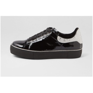 Django & Juliette Fhay Dj Black Silver Shimmer Patent Leather Black Silver Shimmer Sneakers Womens Shoes Casual Casual Sneakers