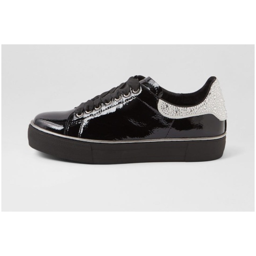Django & Juliette Fhay Dj Black Silver Shimmer Patent Leather Black Silver Shimmer Sneakers Womens Shoes Casual Casual Sneakers