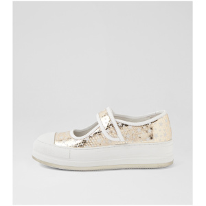 Django & Juliette Garlyn Dj Gold & White Stars White Leather Gold & White Stars White Sneakers Womens Shoes Casual Casual Sneakers