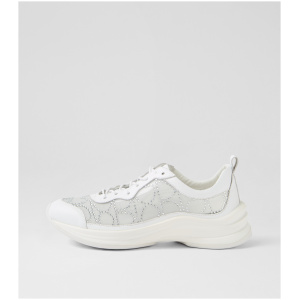 Django & Juliette Kliver Dj White Silver Jewels Leather Mesh White Silver Jewels Sneakers Womens Shoes Casual Casual Sneakers